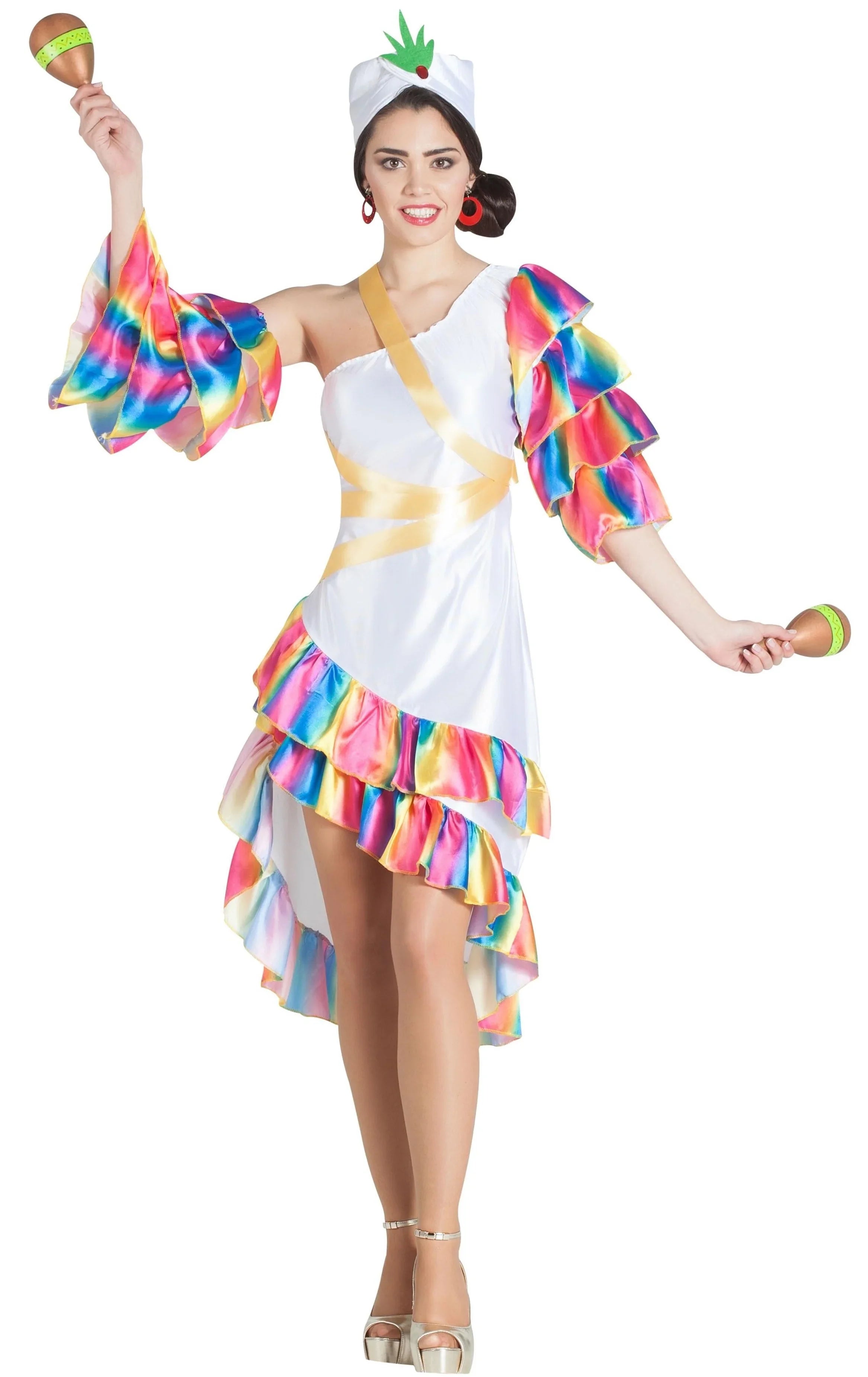 Disfraz de Rumbera Blanca para Mujer Rumberos y Caribeños Kimokawaii