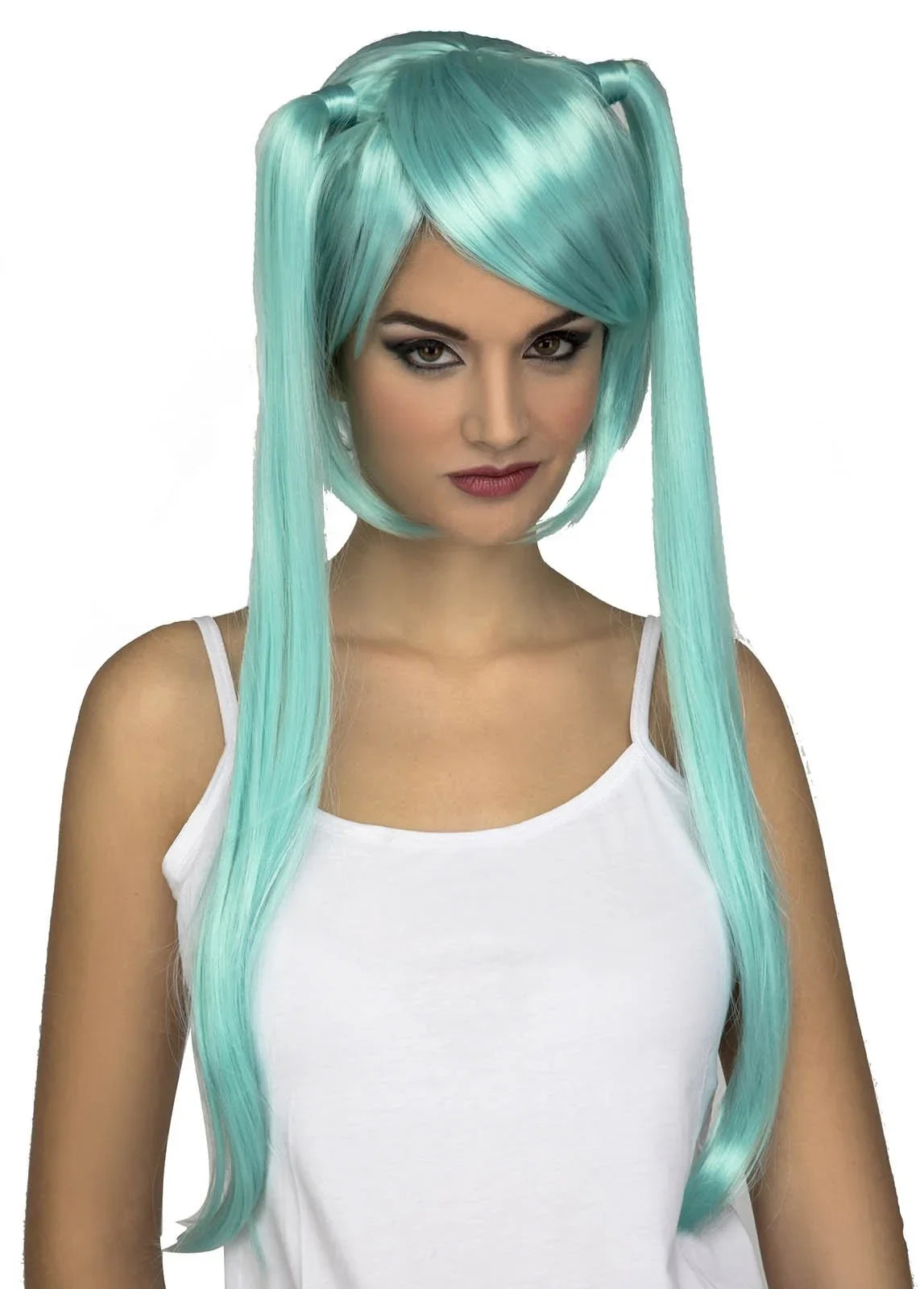 Peluca Hatsune Miku Azul Aguamarina con Coletas Largas Pelucas Azules Viving