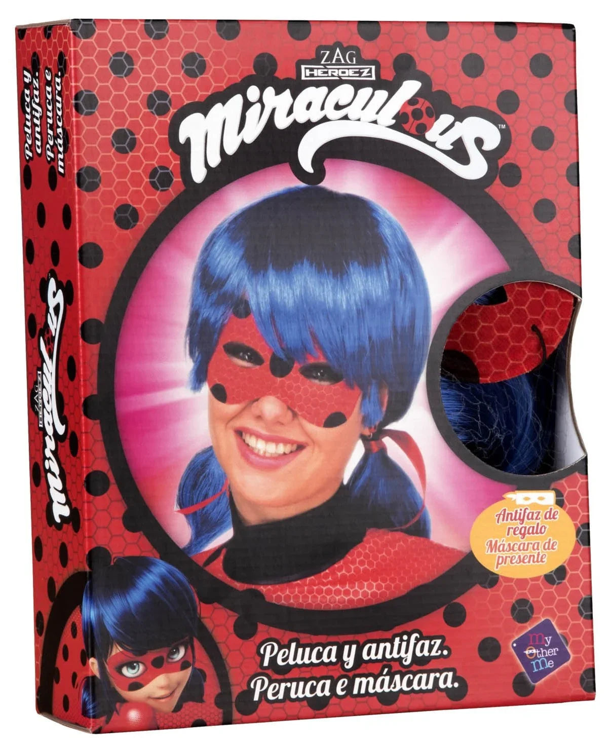 Peluca de LadyBug con Antifaz para Mujer LadyBug y CatNoir Viving