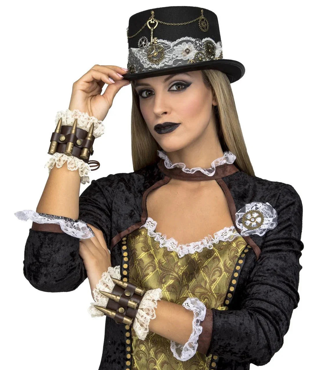 Brazaletes Steampunk con Encaje y Balas Steampunk Viving