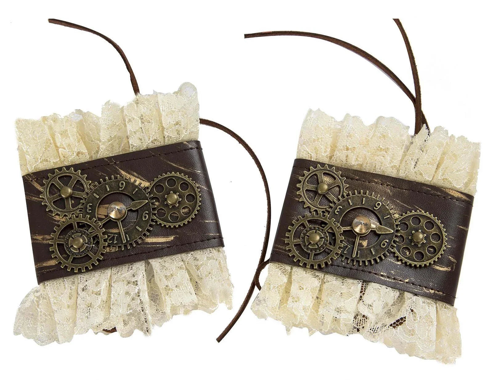 Muñequeras Steampunk con Encaje y Engranajes Steampunk Viving