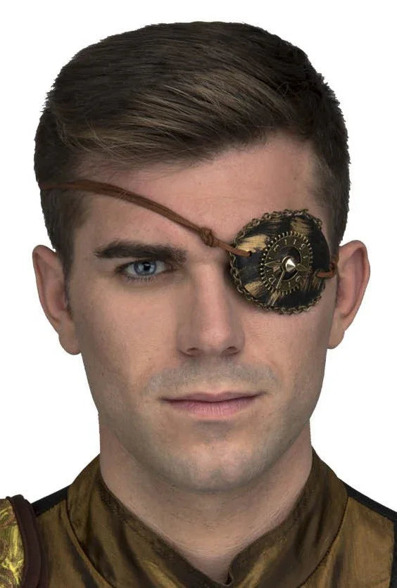 Parche Steampunk con Reloj Dorado Metálico Steampunk Viving