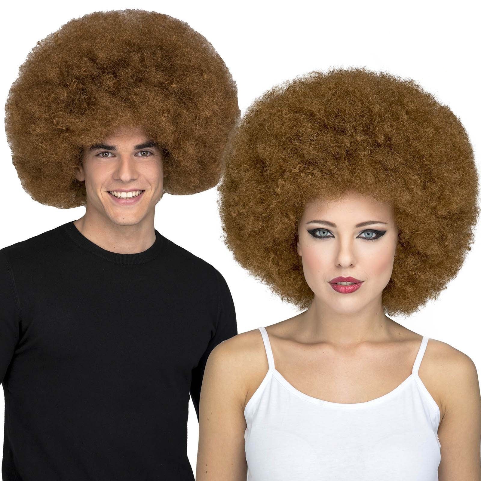 Peluca Afro Castaña Extra Grande Complementos Años 60, 70, 80 Viving