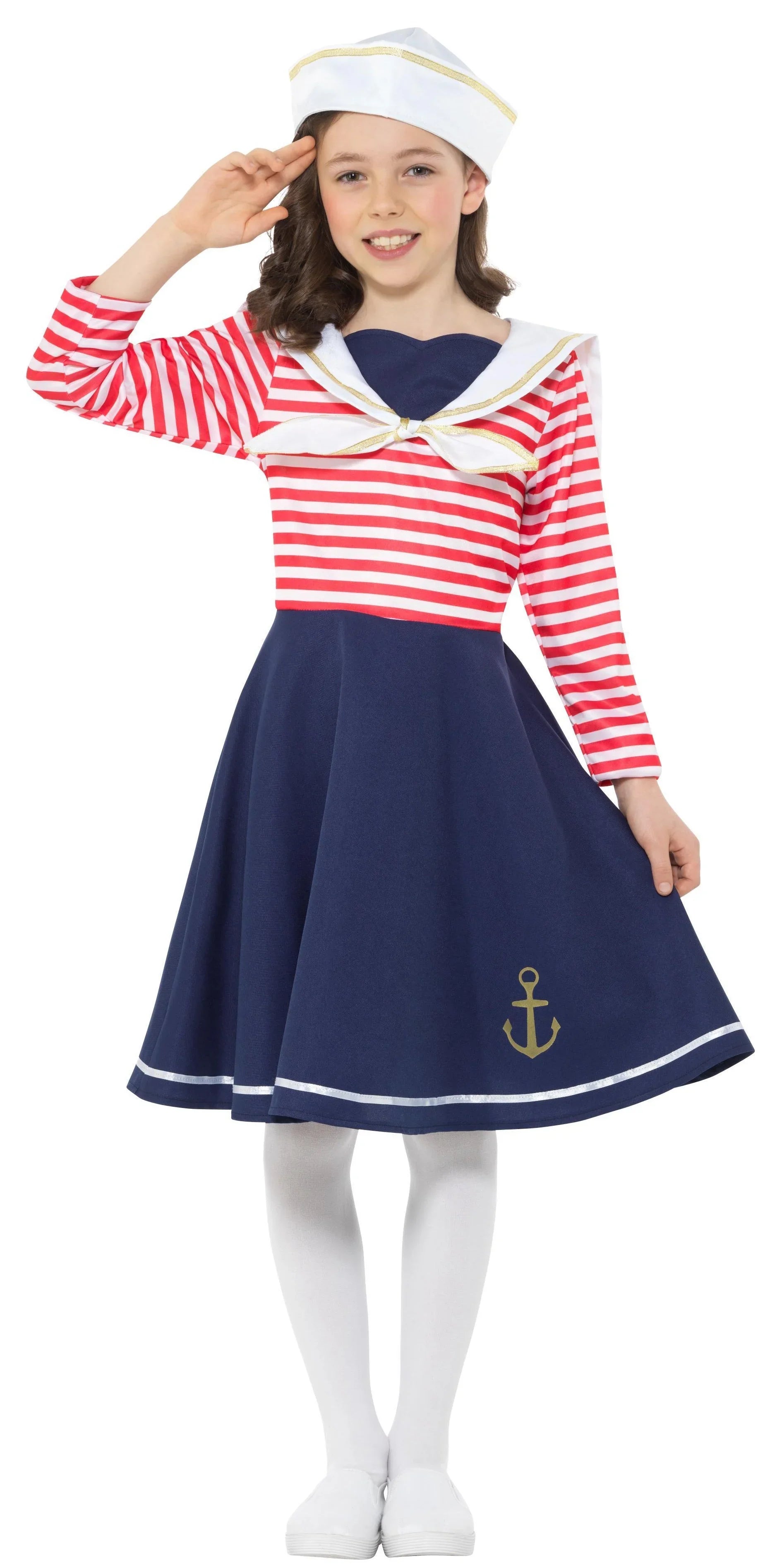 Disfraz de Marinera a Rayas para Niña Marinero Smiffys