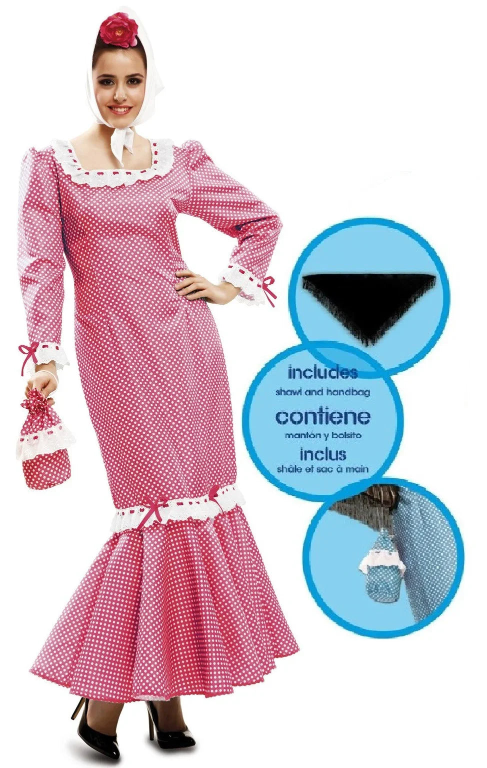 Disfraz de Chulapa Madrileña Rosa para Mujer Chulapos y Chulapas Viving