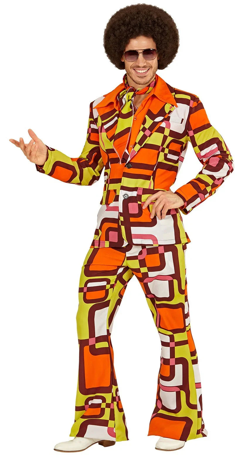 Traje Disco Años 70 Multicolor para Hombre Disco Widmann