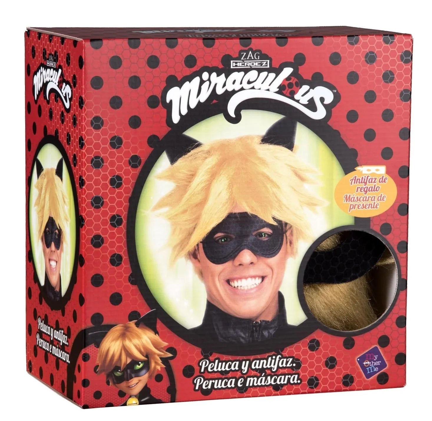 Peluca de Cat Noir Rubia con Antifaz para Adulto LadyBug y CatNoir Viving