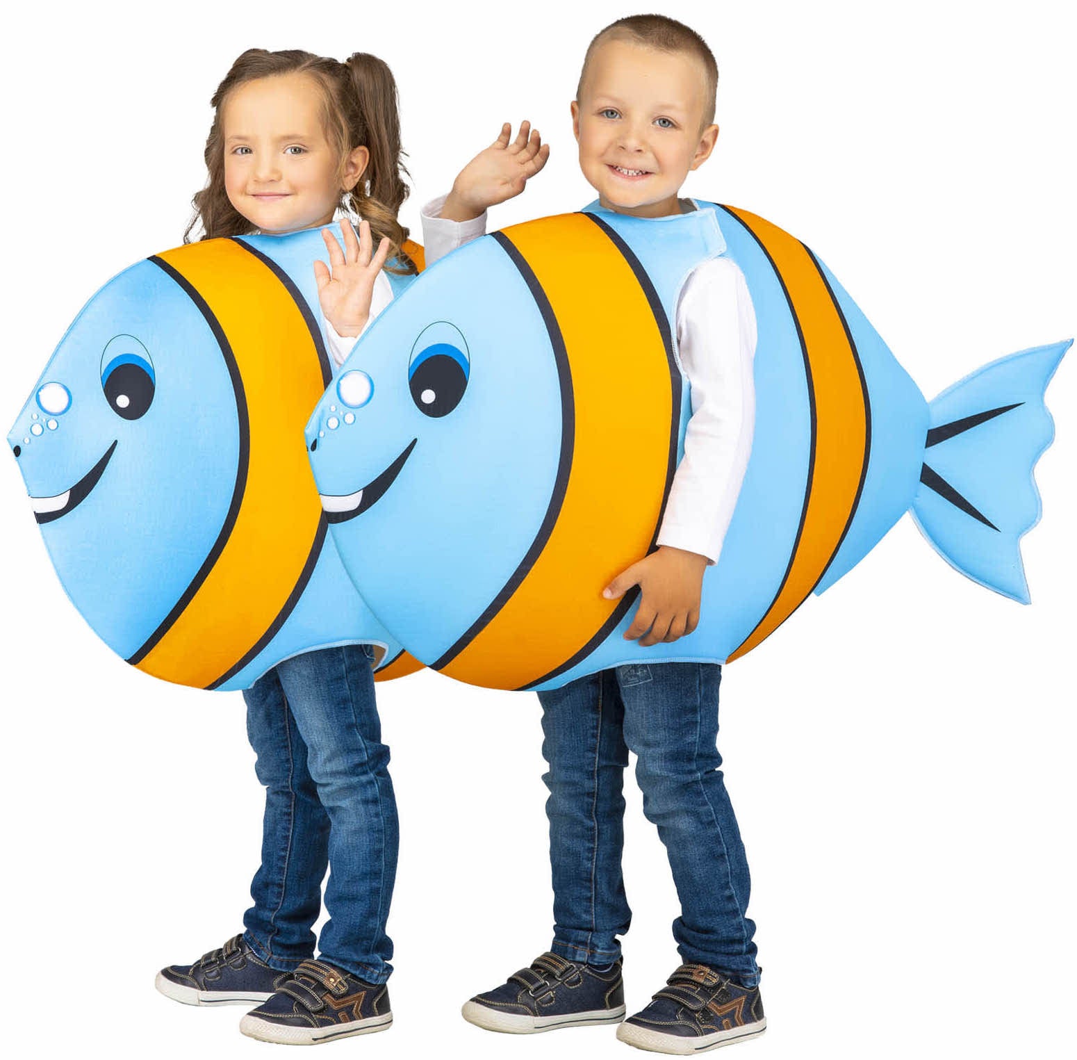 Disfraz de Pez Azul y Naranja Infantil Peces y Animales Marinos Kimokawaii