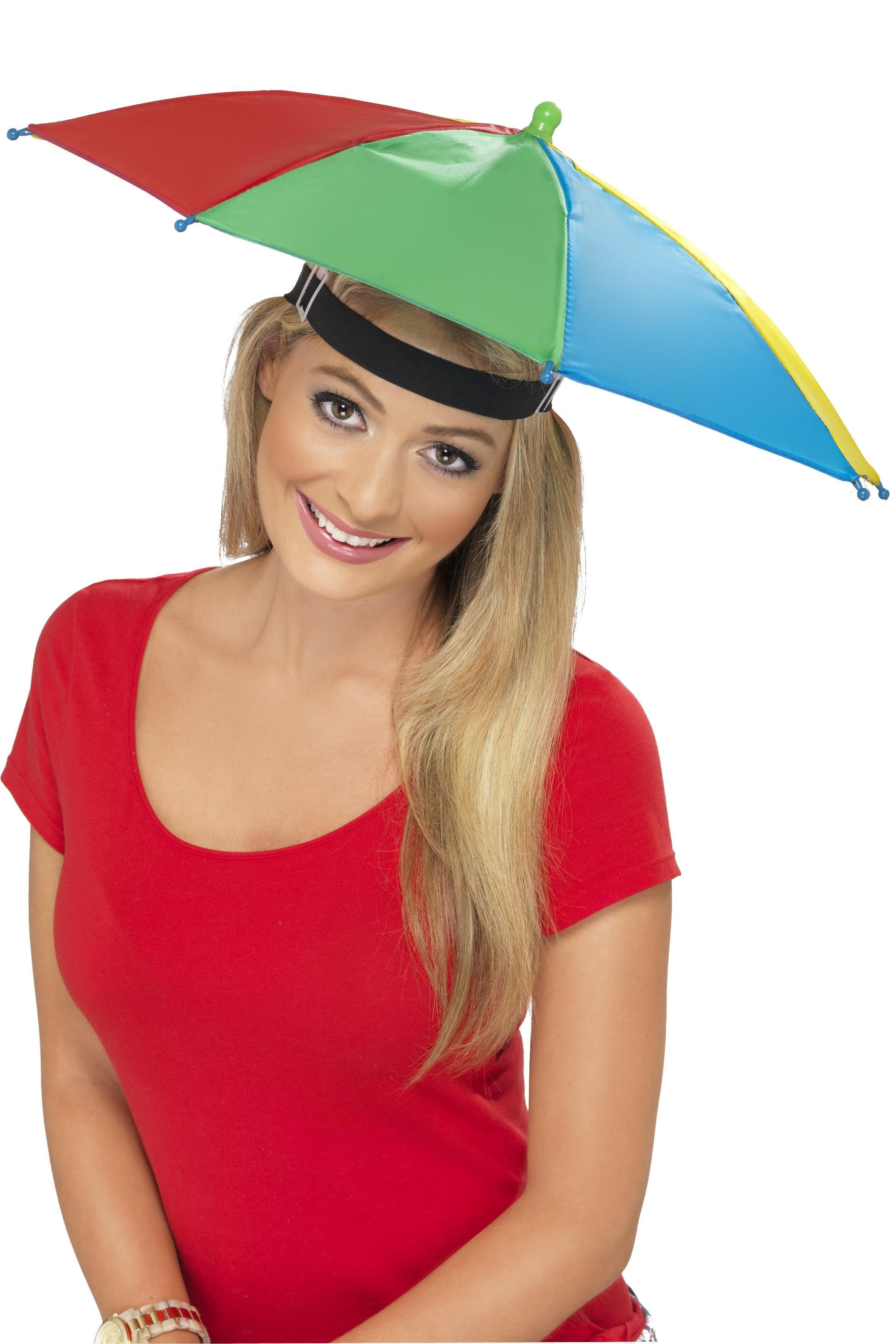 Sombrilla Multicolor Plegable para la Cabeza Sombrillas Smiffys