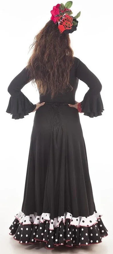 Falda Flamenca Negra y Blanca para Mujer Sevillanas Llopis