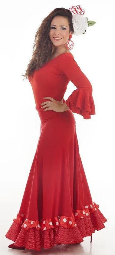 Falda Flamenca Roja para Mujer Sevillanas Fashion Manufacturer