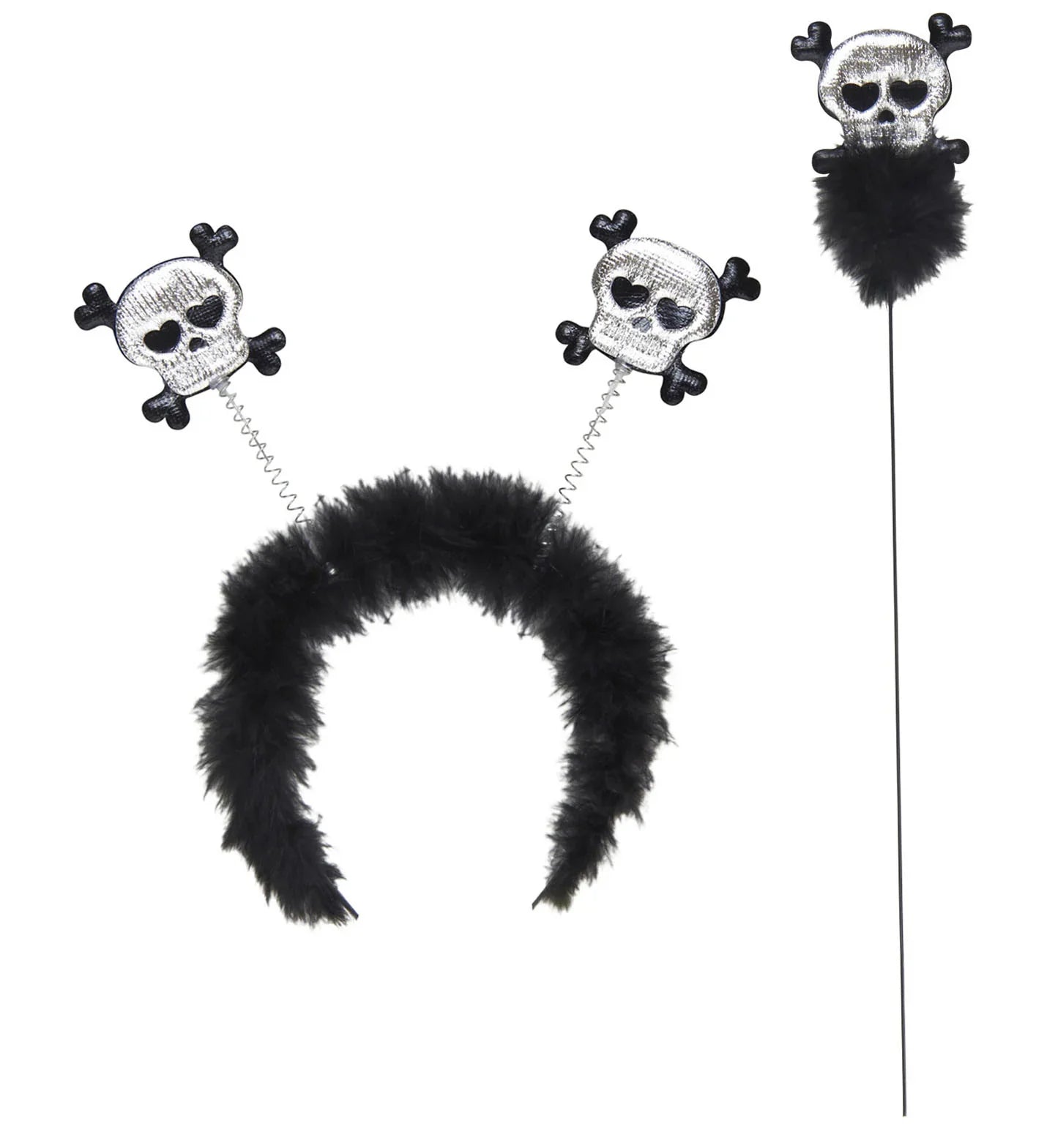 Diadema y varita de esqueletos Halloween Widmann