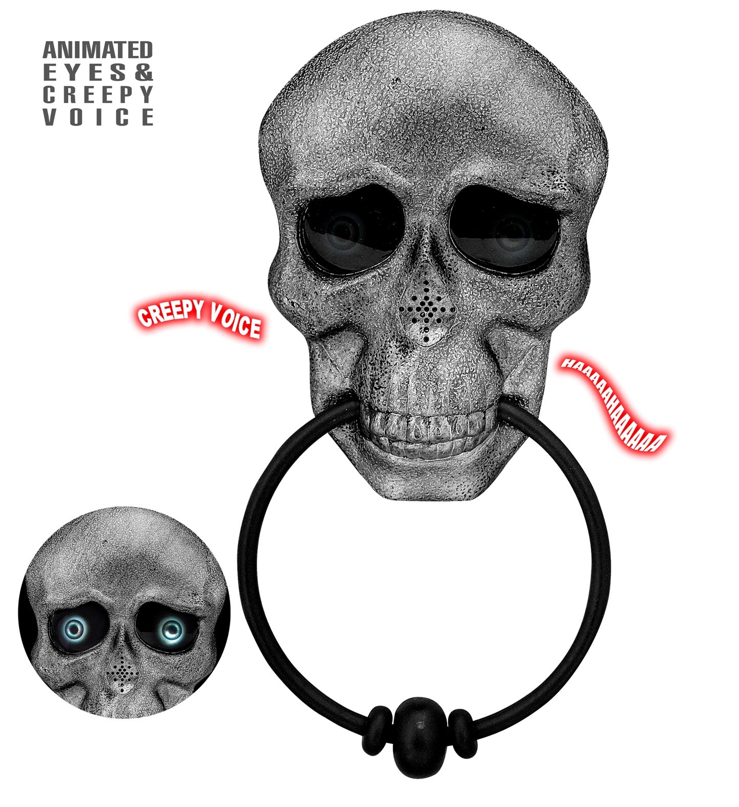 Picaporte de Calavera con Luz y Sonido Decoración Halloween Widmann