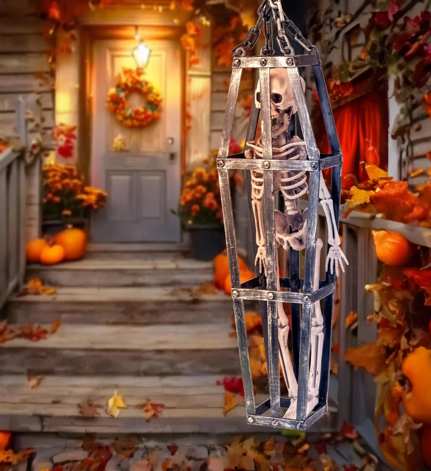 Jaula con Esqueleto para Decoración de Halloween Esqueletos Widmann