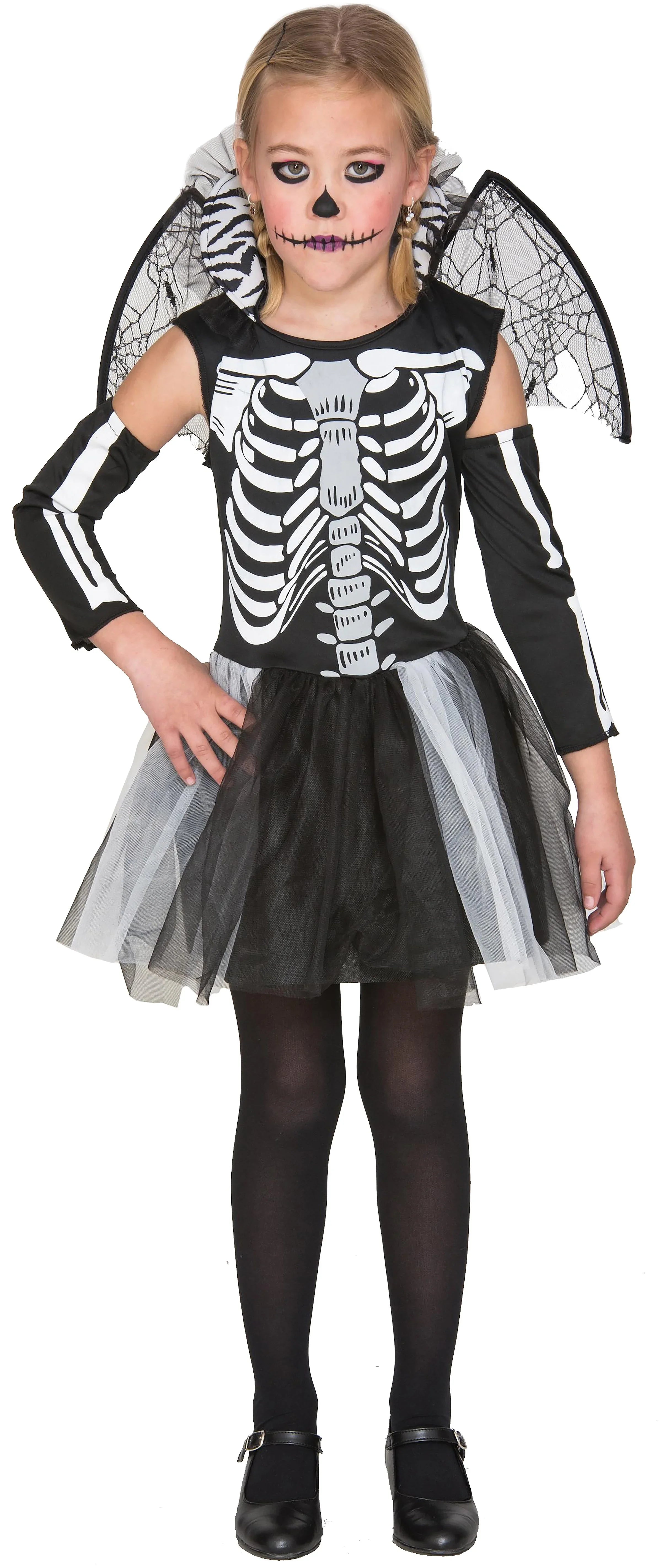 Disfraz de Esqueleto con Tutú y Alas para Niña Esqueletos EuroCarnavales De 5 a 6 años