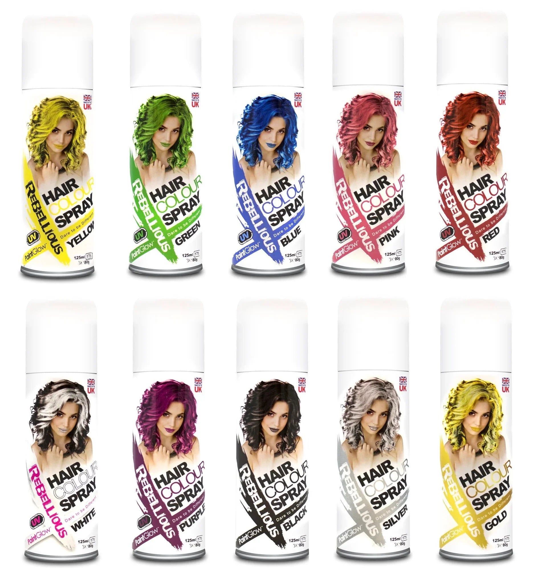 Spray para Pelo Fluorescente en Diferentes Colores Spray para Pelo EuroCarnavales