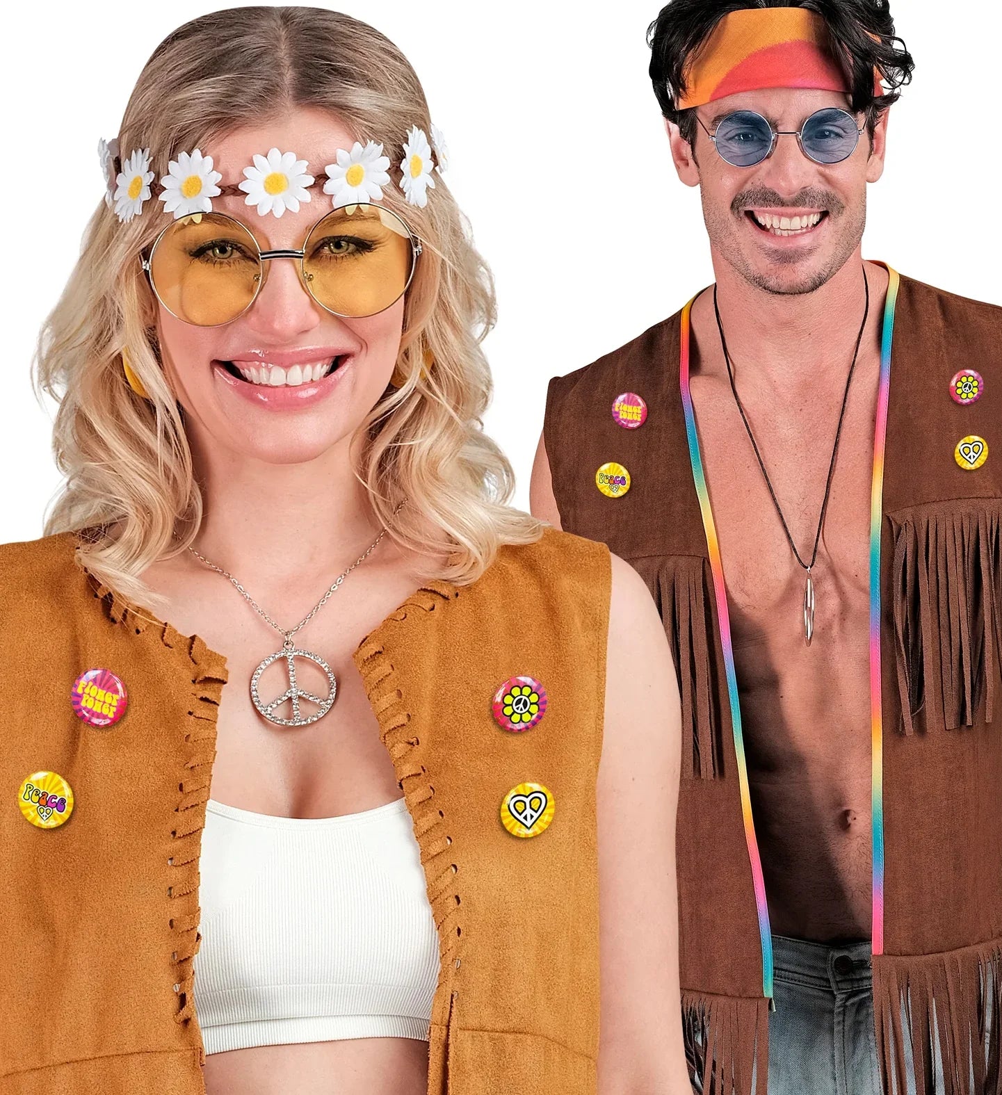 Pack de Chapas Hippies Flower Power Complementos Hippies Widmann