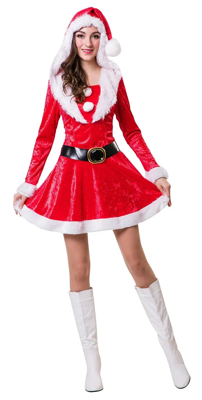 Disfraz de Mamá Noel con Capucha para Adulto Navideños Viving