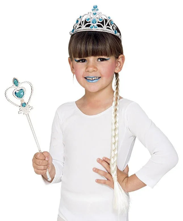 Kit de Princesa Elsa con Cetro, Tiara y Trenza Frozen EuroCarnavales