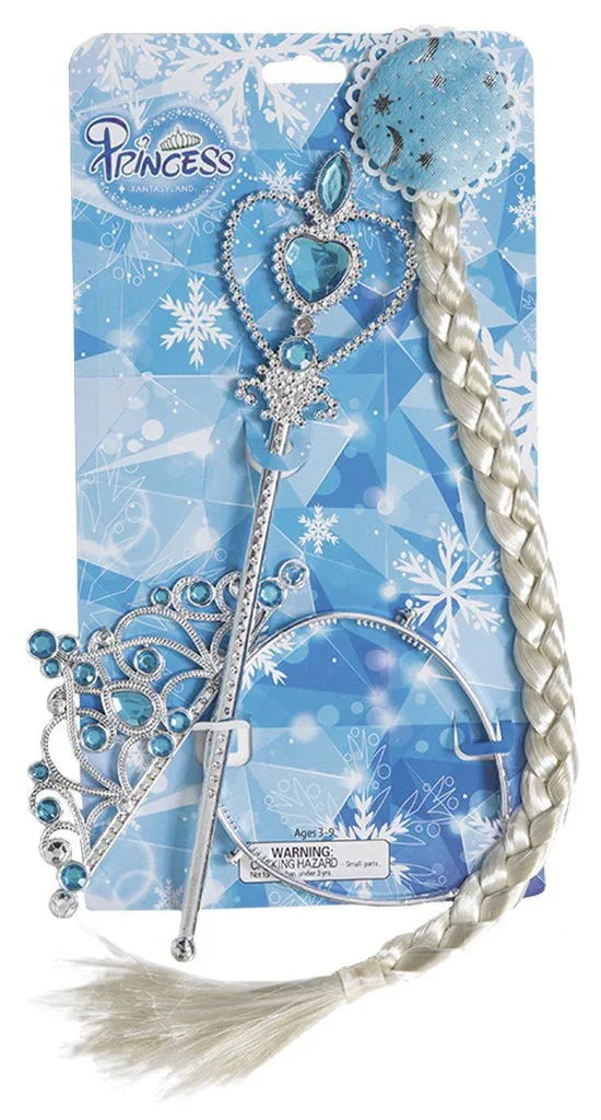 Kit de Princesa Elsa con Cetro, Tiara y Trenza Frozen EuroCarnavales