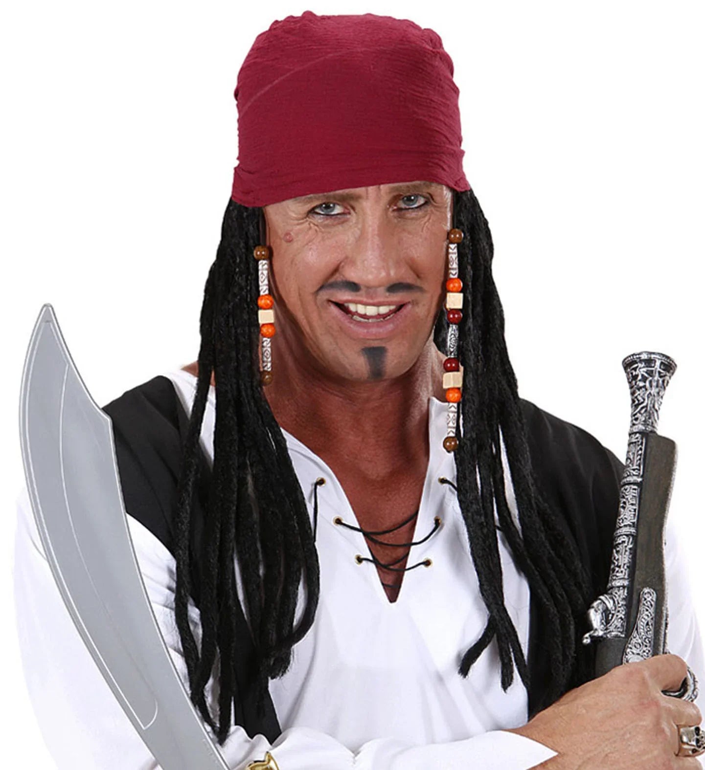 Peluca Morena de Pirata con Rastas y Pañuelo COMPLEMENTOS Widmann