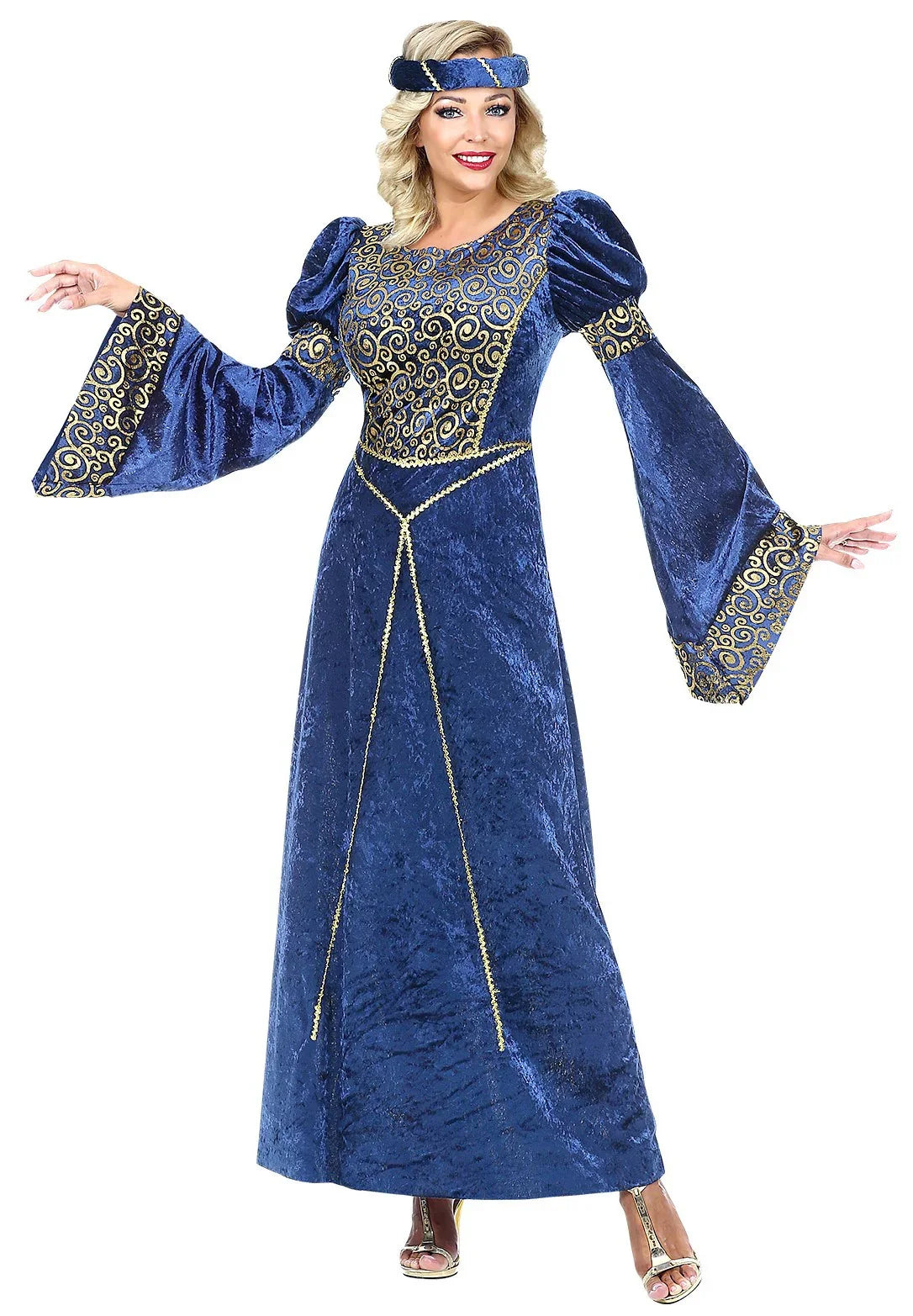 Disfraz de Noble de Corte Medieval Azul para Mujer Princesas y Damas Medievales Widmann