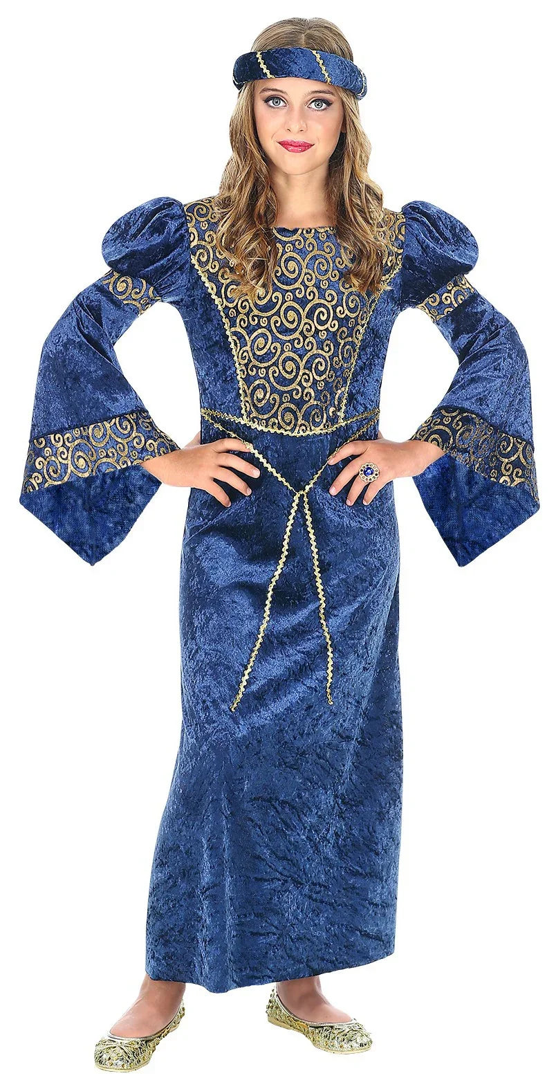 Disfraz de Noble de Corte Medieval Azul para Niña Medieval Infantiles Widmann
