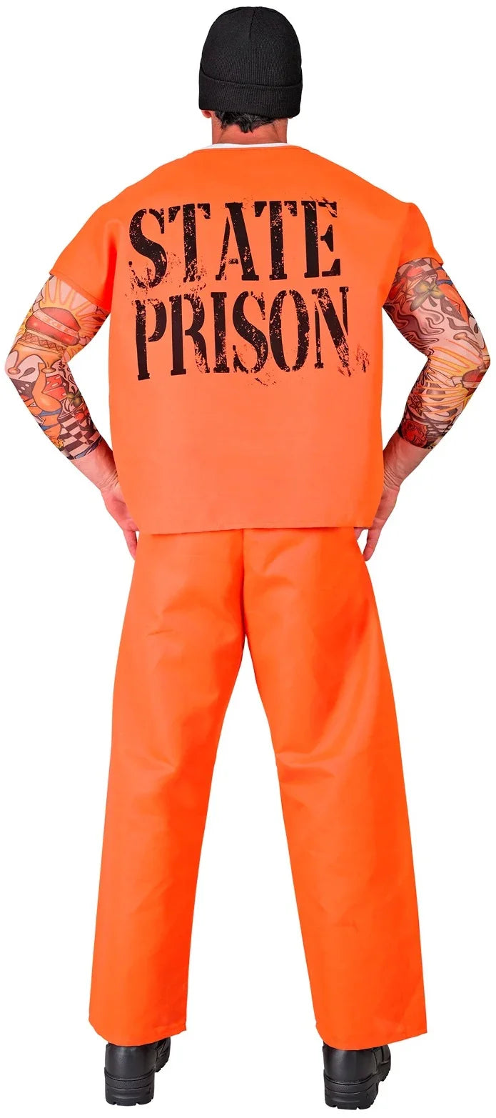 Disfraz de Preso Naranja Manga Corta para Hombre Preso Widmann