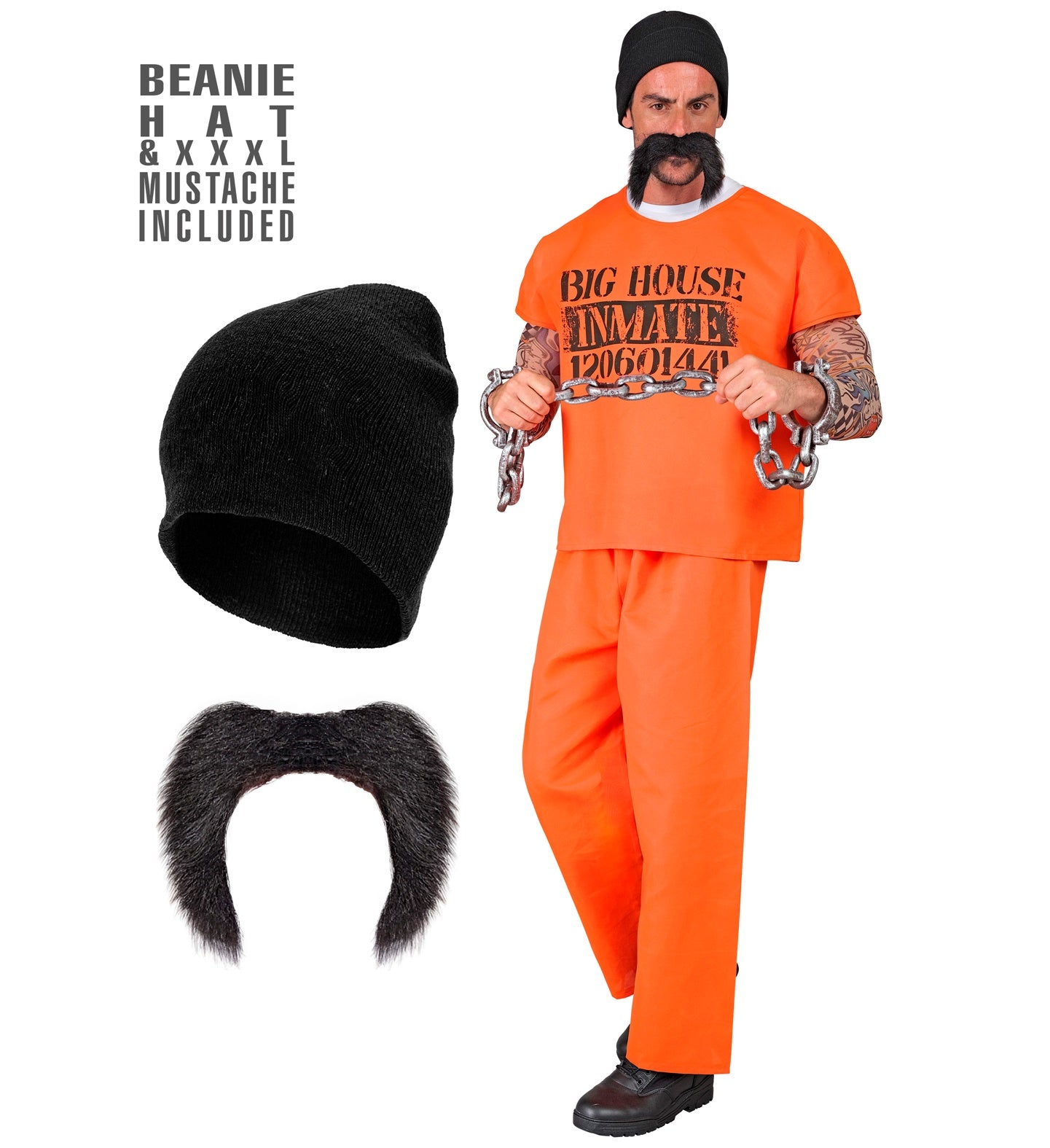 Disfraz de Preso Naranja Manga Corta para Hombre Preso Widmann