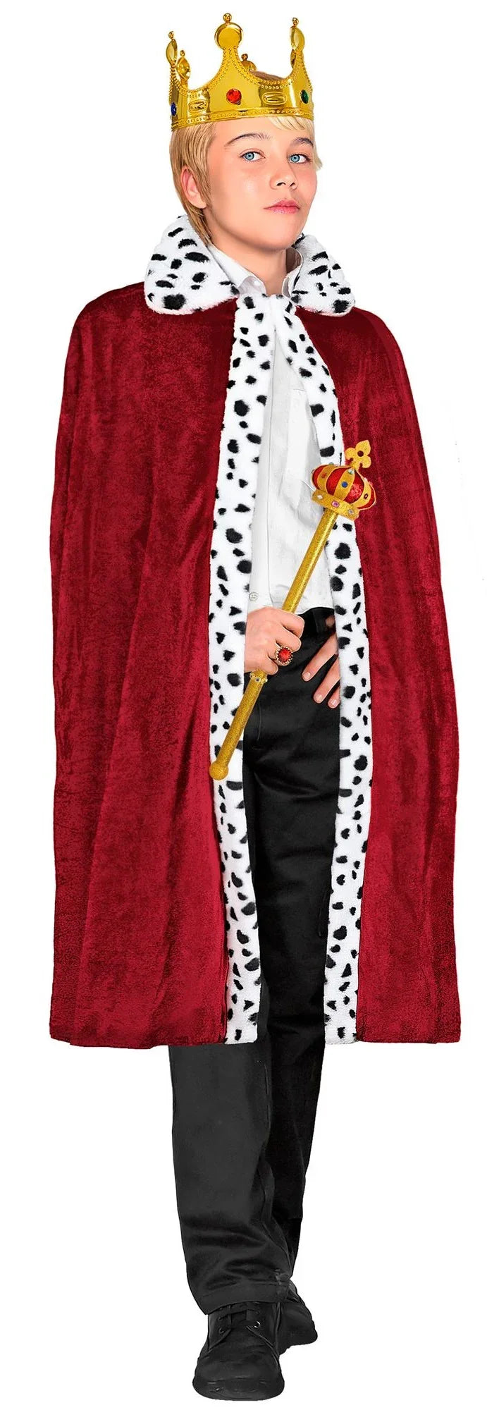 Capa de Rey Granate con Ribete de Dálmata para Niño Capas Widmann