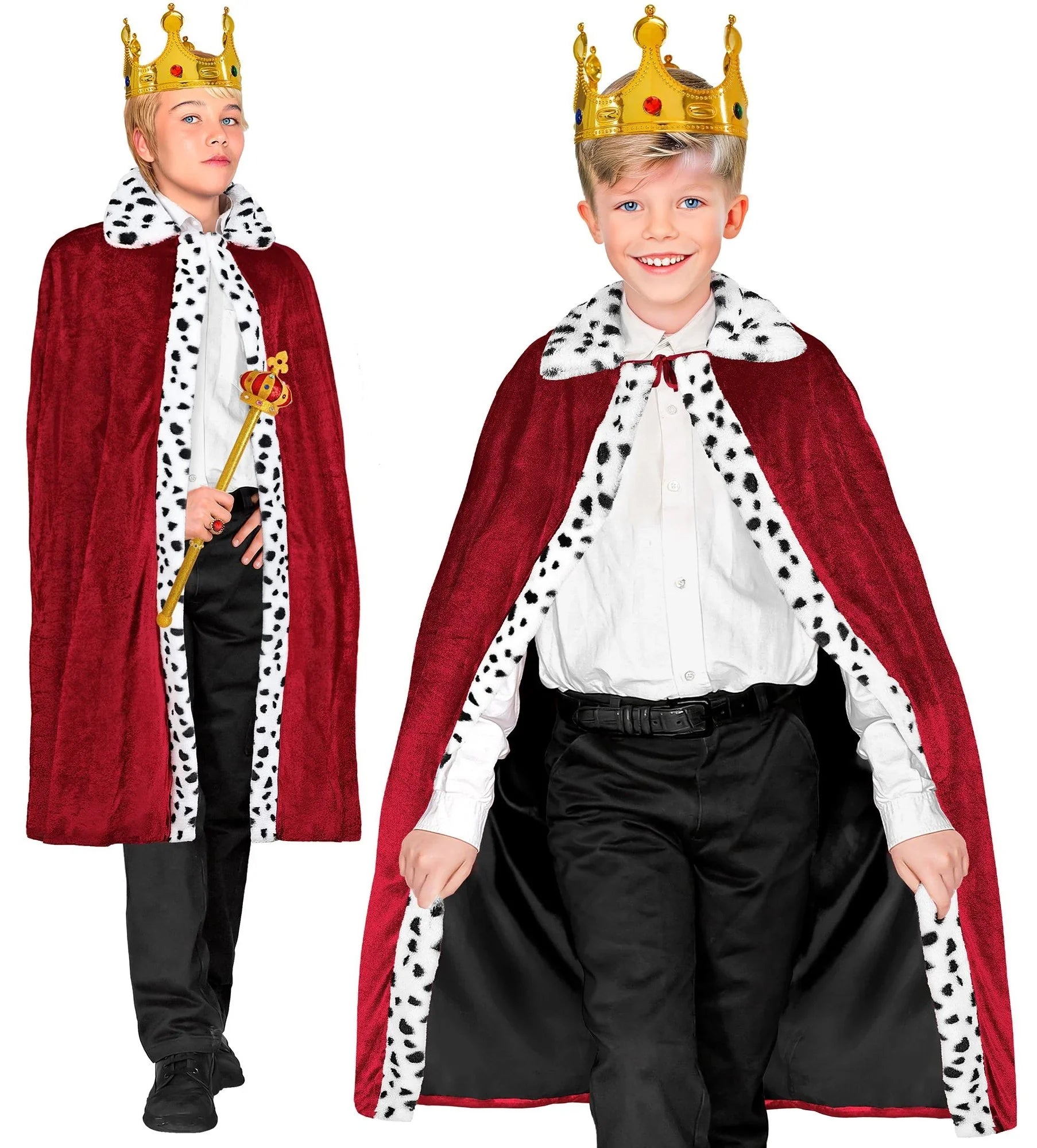 Capa de Rey Granate con Ribete de Dálmata para Niño Capas Widmann