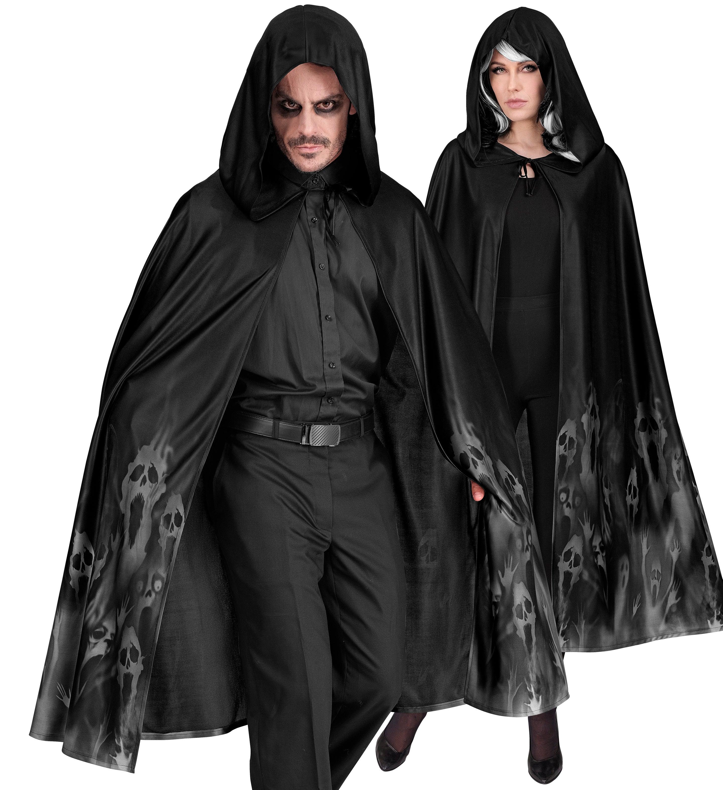 Capa con Capucha Negra con Fantasmas para Adulto Capas Widmann