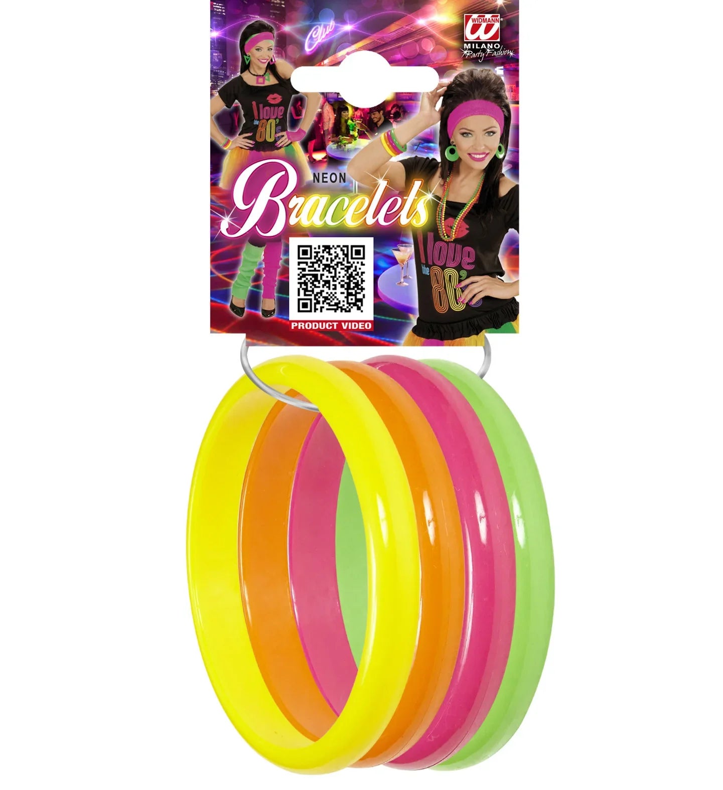 Set de Brazaletes Años 80 en Colores Neón Años 80 Widmann