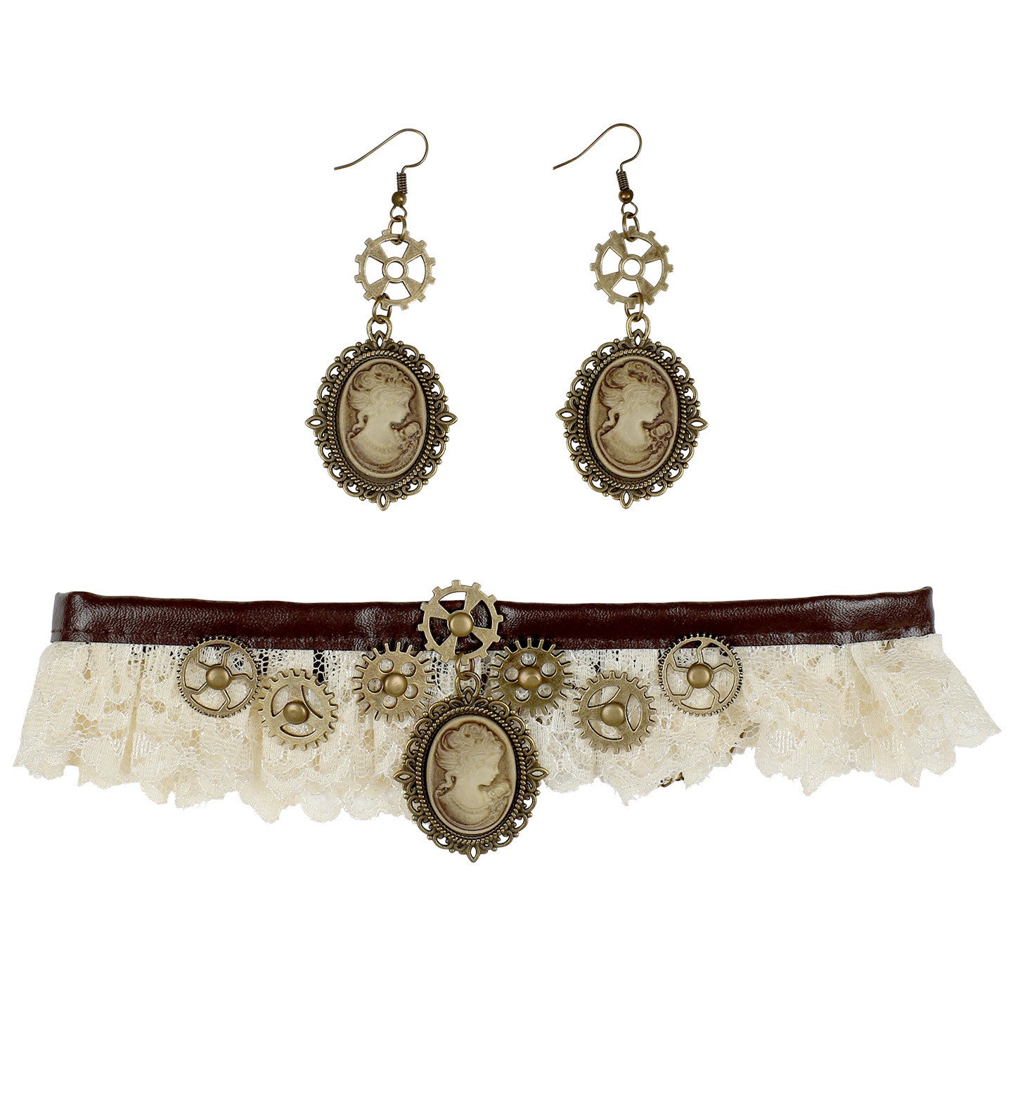 Kit Steampunk con Pendientes y Collar Steampunk Widmann