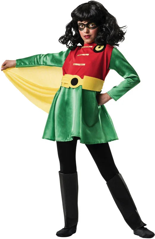 Disfraz de Superheroína Rojo y Verde para Niña Robin El Rey del Carnaval