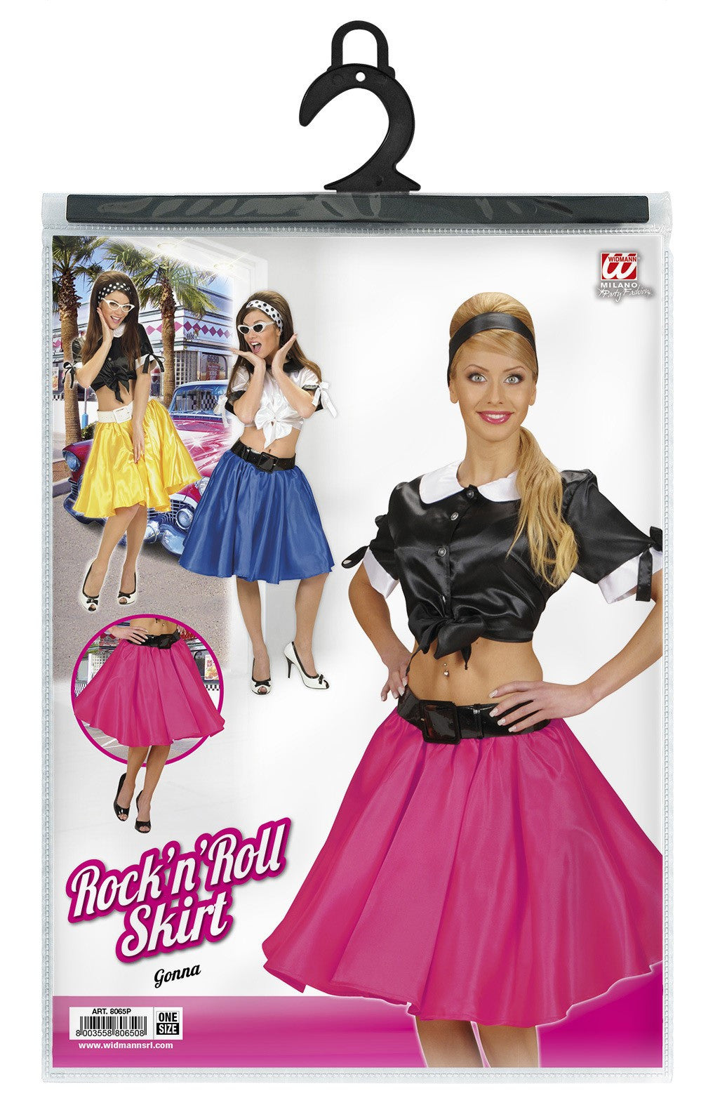 Falda Rock and Roll Rosa Años 50 con Enagua Complementos Grease Años 40 - 50 Widmann