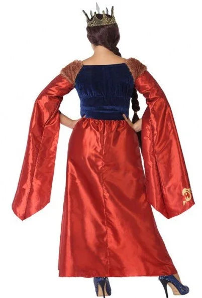 Disfraz de Reina Medieval Roja y Azul para Mujer Reyes y Reinas Medievales Atosa XL