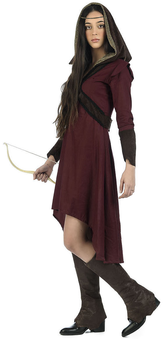 Disfraz de Arquera Medieval Granate para Mujer Arqueros Medievales Limit Sport