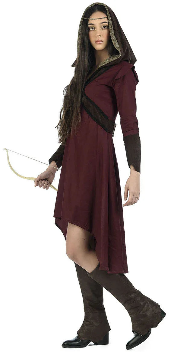 Disfraz de Arquera Medieval Granate para Mujer Arqueros Medievales Limit Sport