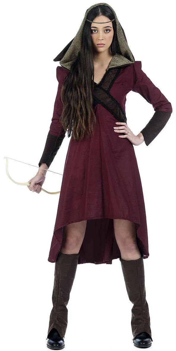 Disfraz de Arquera Medieval Granate para Mujer Arqueros Medievales Limit Sport