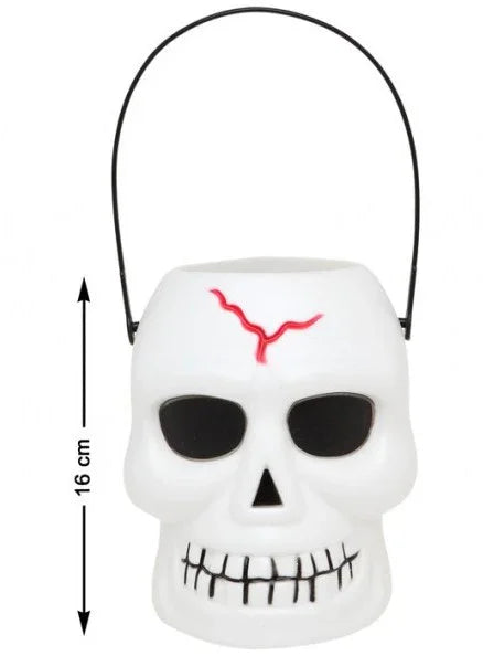 Cubo de Calavera con Asa para Caramelos Accesorios Halloween Atosa