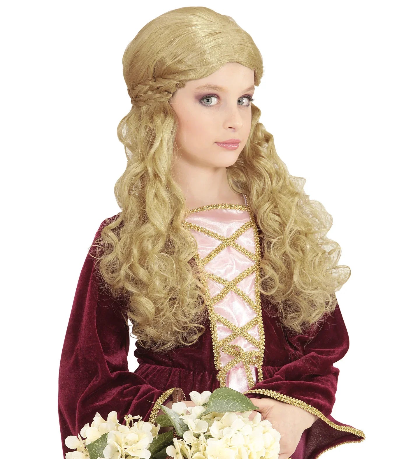 Peluca Medieval Rubia Larga para Niña Complementos Medievales Widmann