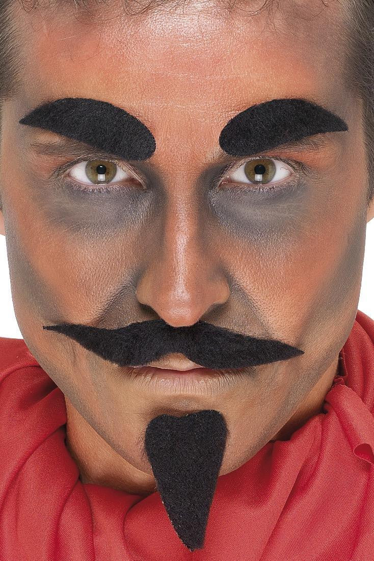 Bigote Negro con Perilla y Cejas Barbas y Bigotes Smiffys