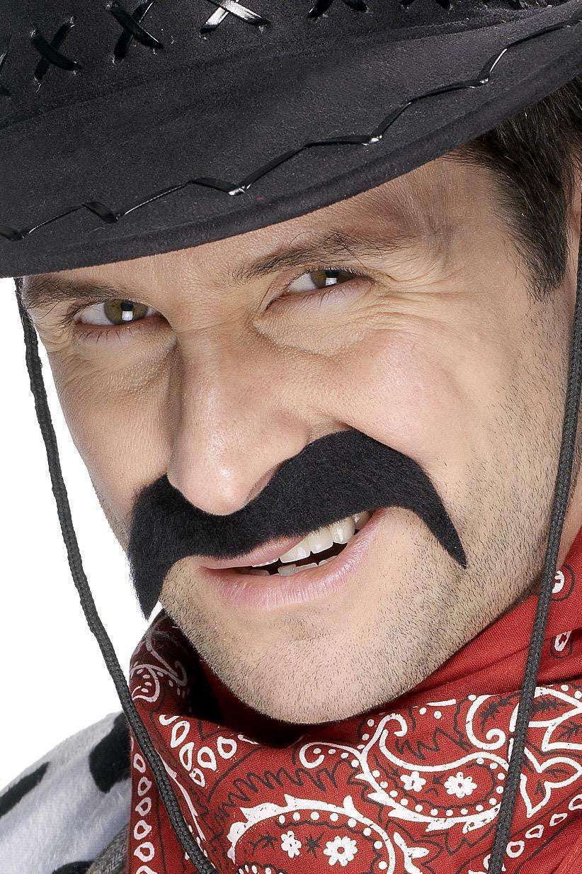 Bigote Negro con Adhesivo Barbas y Bigotes Smiffys