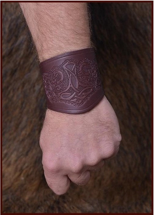 Muñequera de Thor en Cuero Marrón Complementos Vikingos Medieval Factory