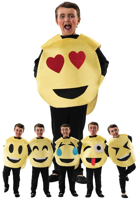 Disfraz de Emoticono Infantil con Múltiples Caras Emoticonos El Rey del Carnaval