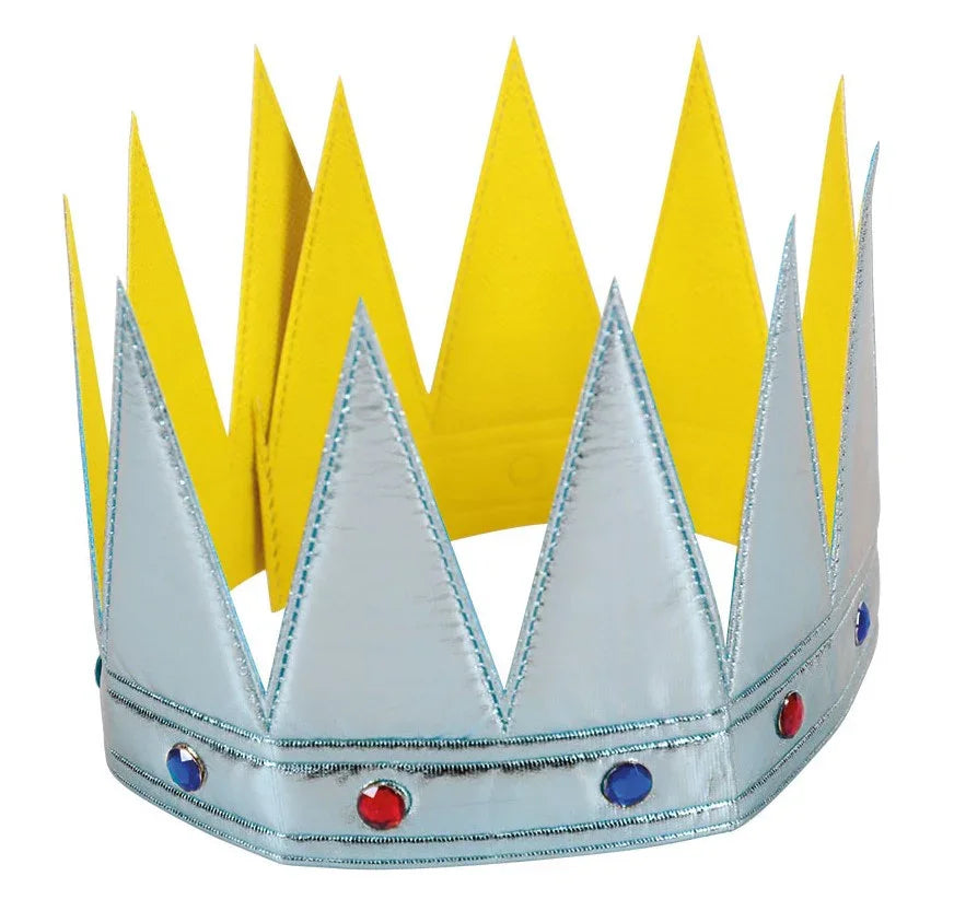Corona de Rey Infantil Plateada con Pedrería Coronas y Tiaras EuroCarnavales
