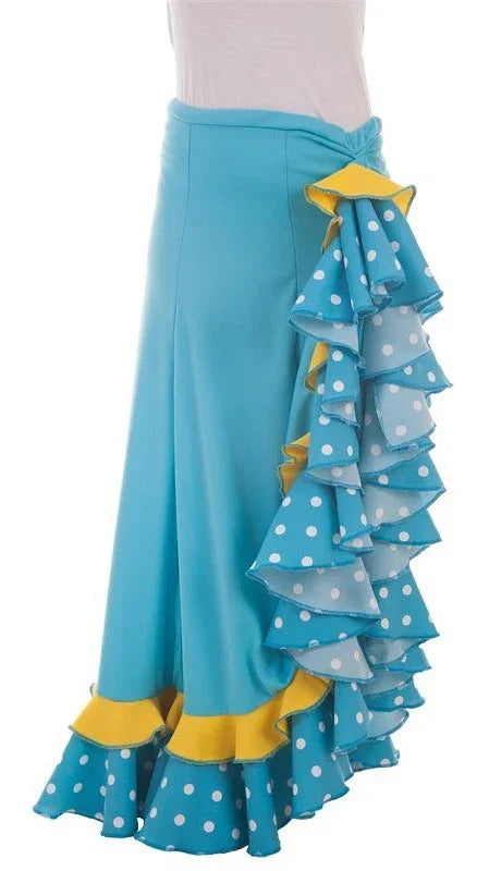 Falda Flamenca Turquesa y Amarilla para Mujer Sevillanas Llopis