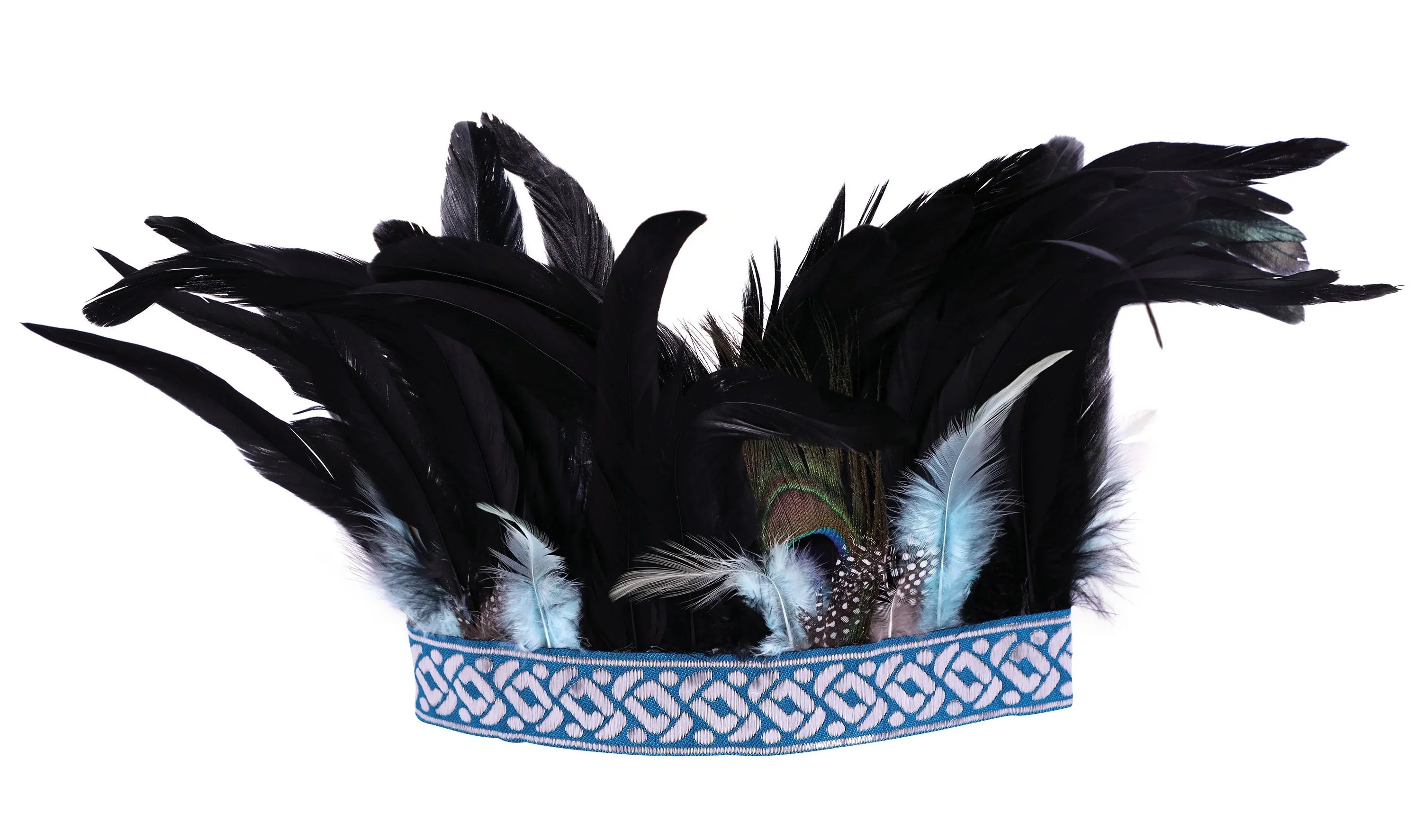 Penacho Azteca con Plumas de Pavo Real Complementos Indios EuroCarnavales