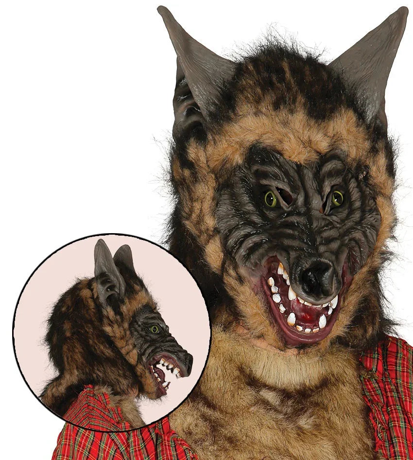 Máscara de Lobo Salvaje con Pelo Lobo Guirca